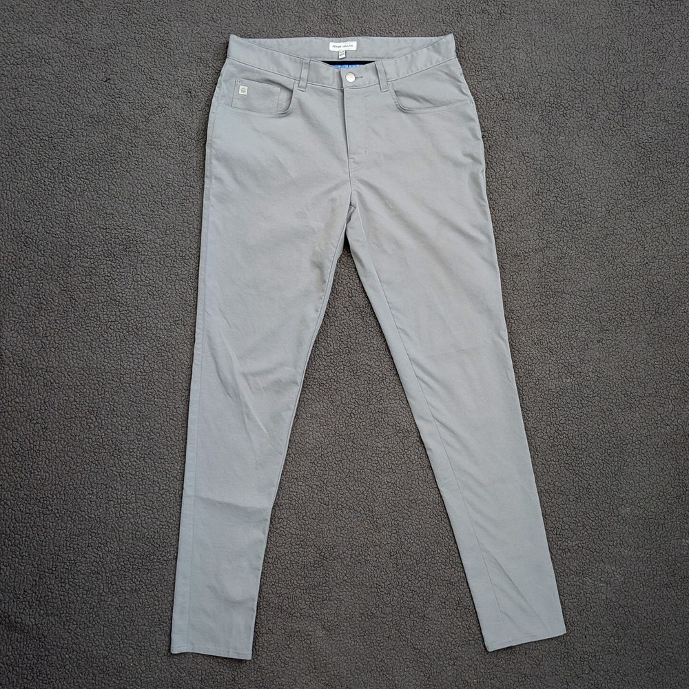 Peter Millar Crown Sport Mens 32/34 Gray Performance Five-Pocket Golf Pants